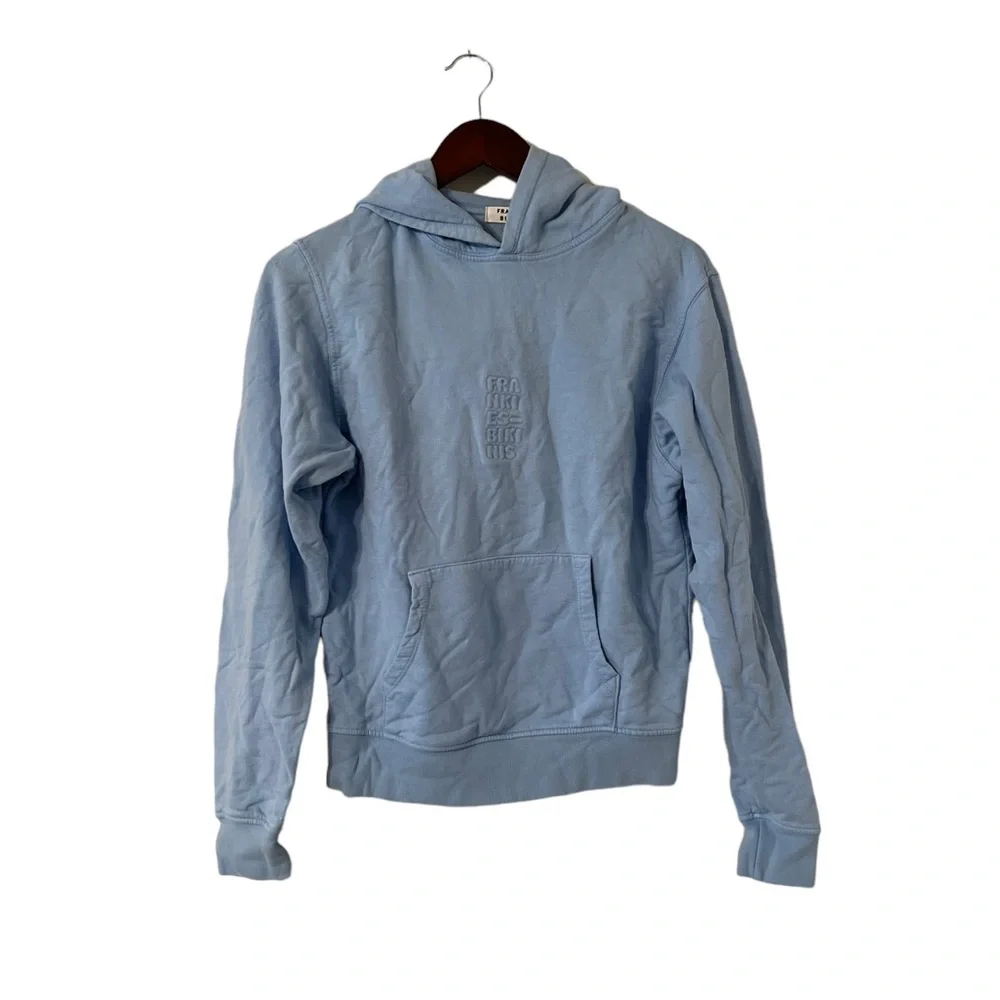 FRANKIE’S BIKINIS Aiden Embroidered Blue Hoodie Sweatshirt Pullover